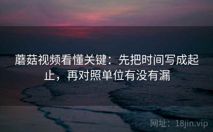 蘑菇视频看懂关键：先把时间写成起止，再对照单位有没有漏